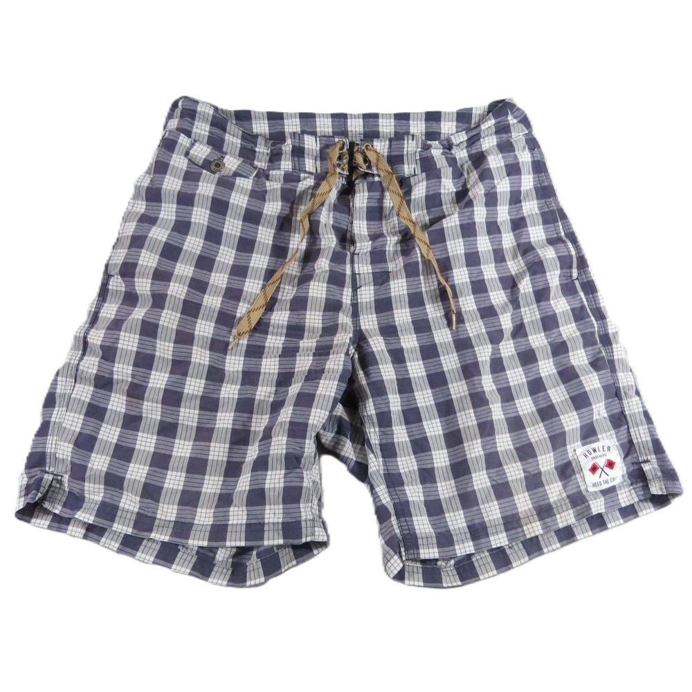 Howler Brothers Horizon Hybrid Shorts Men 33 Blue Plaid Swim Trunks Boardshorts